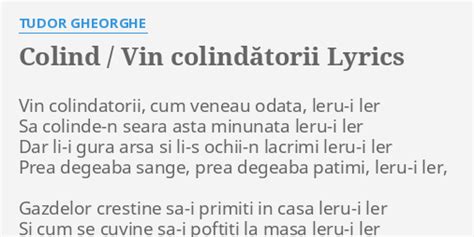 tudor gheorghe colind vin colindătorii|Vin colindătorii Lyrics .